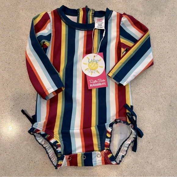 Rufflebutts striped swimsuit 12-18mos - Picture 1 of 3
